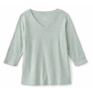 J.Jill Women's Pima Cotton Long Sleeve Tee Top Size Small Lt Green Basic